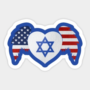 Israel And United States Winged Heart Sticker